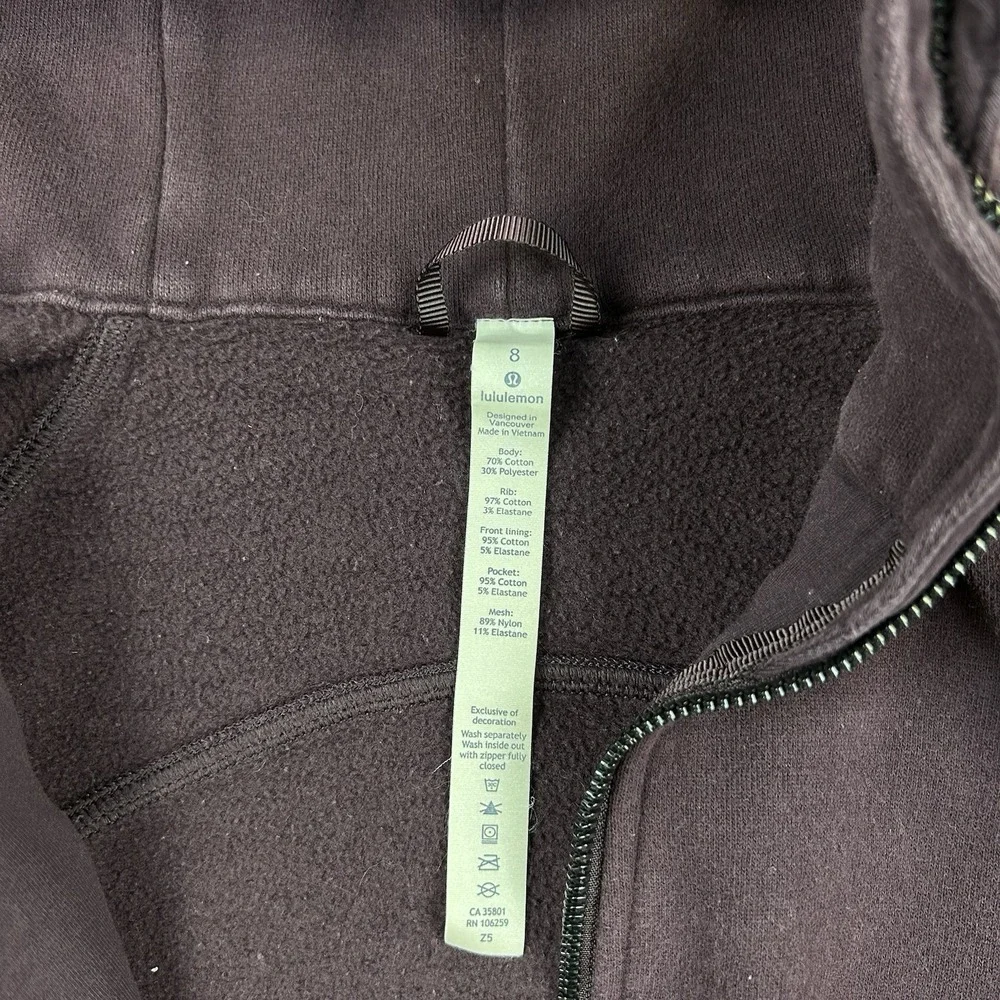 Lululemon Scuba Hoodie Women's 8 Black Cherry Floral Flock Cotton Fleece W4AMLS